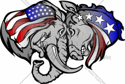 Political Elephant and Donkey Cartoon Clipart Image - Team ...