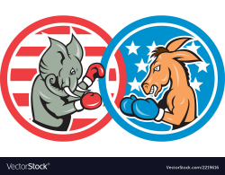 Boxing Democrat Donkey Versus Republican Elephant