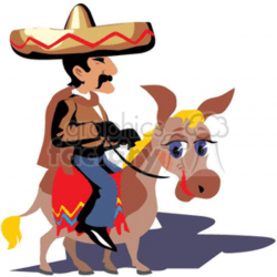 mexican cowboy riding a donkey clipart. Royalty-free clipart # 369860