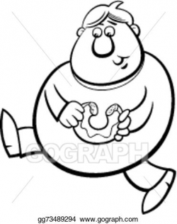 EPS Illustration - Man with donut coloring page. Vector ...