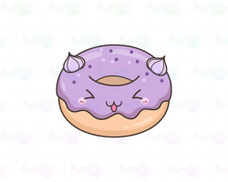 Kawaii Donut Clipart, Doughnut Clip Art, Snack Sweets Cute ...
