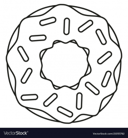 Line art black and white donut