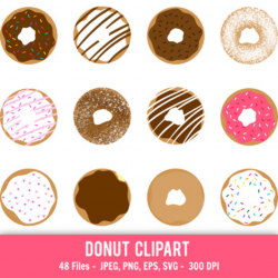 Donut clipart, Doughnut clipart, Printable donuts, Cute donut clipart,  Dessert