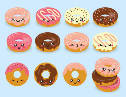 Premium Vector Clipart - Kawaii Donuts - Cute Donut Clip art Set ...