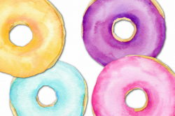 Watercolor Clipart Donut Plain Crazy, pastel color donuts, chocolate ...