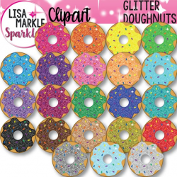 Rainbow Glitter Doughnut Clipart Donut Clipart Glitter Doughnut ...