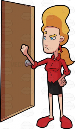 An irritated woman knocking on the door #cartoon #clipart ...
