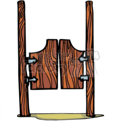Old West Wooden Saloon Doors clipart. Royalty-free clipart # 374189
