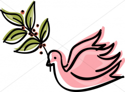 Pink Dove with Olive Branch Clipart | Dove Clipart