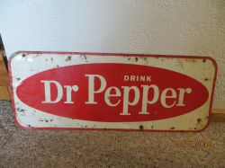 ORIGINAL DRINK DR.PEPPER PAINTED METAL VINTAGE SODA POP COMPANY LOGO sign