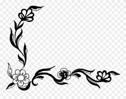 Corner Clipart Books - Line Art Flower Design - Png Download ...