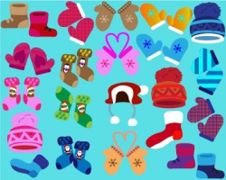 Winter boots, mittens, hats,socks Clipart popular mitten holidays  Drawing-011-