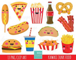 50% SALE junk food clipart, fast food clipart, kawaii ...