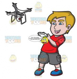 An Excited Young Man Controlling A Flying Drone
