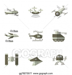 Vector Art - Military drones flat vector icons set. Clipart ...