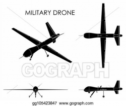 Clip Art Vector - Military drone predator. black fill. Stock ...
