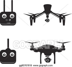 Vector Art - Drone silhouette video aerial fly helicopter ...