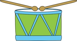 Drum Clip Art Image blue and green drum with drumsticks ...