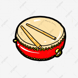 Yellow Drumstick Red Drum Chinese Style Drum Cartoon ...
