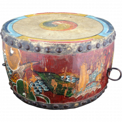 Old Chinese Double Sided 14” Dragon Temple Drum 19th Century ...