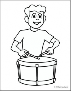 Clip Art: Boy Playing Drum (coloring page) I abcteach.com ...