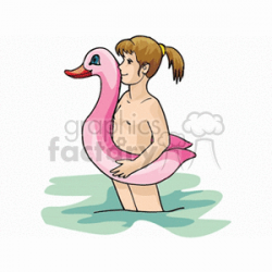 Child swimming with an innertube shaped like a duck clipart. Royalty-free  clipart # 163987