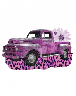 Vintage truck png,vintage purple leopard truck,instant ...