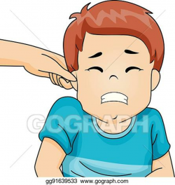Vector Stock - Kid boy pinch ear wince. Clipart Illustration ...