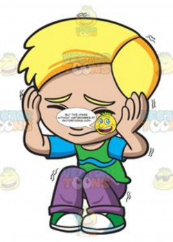 A Scared Boy Shutting His Eyes And Ears