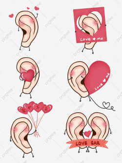 Love Ear Cute Cartoon Ear Material Element, Hand Drawn Ears ...