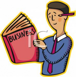 A Businessman Reading a Book with a Pencil Tucked Behind His ...