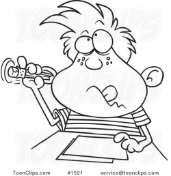 Cartoon Black and White Outline Design of a Boy Sticking His ...