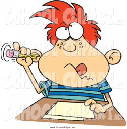 Clip Art of a Cartoon Red Haired Boy Sticking His Pencil in ...