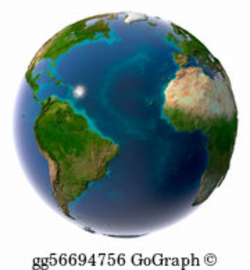 Stock Illustrations - Realistic planet earth with natural water ...