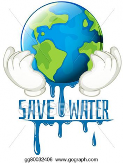 Vector Clipart - Save water sign with earth melting. Vector ...