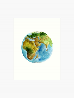 Planet Earth Africa Map Watercolor Painting Map Poster | Art Print