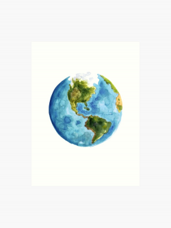 World Map Watercolor Painting Planet Earth Poster Illustration | Art Print
