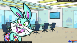 A Happy Easter Bunny and A Modern Board Room Background