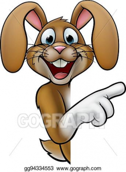 Vector Illustration - Cartoon easter bunny rabbit pointing. EPS ...