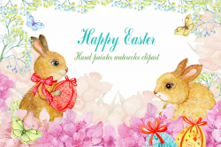 watercolor clipart/ Easter bunnies
