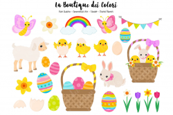 Cute Easter Clipart By La Boutique Dei Colori | TheHungryJPEG.com