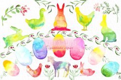 Watercolor easter clipart By LABFcreations | TheHungryJPEG.com