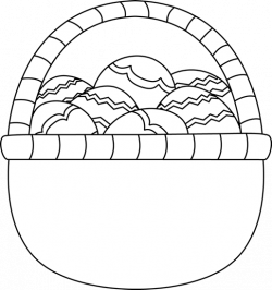 Blank Black and White Basket of Easter Eggs Clip Art - Blank Black ...