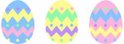 Three pastel colored easter eggs free clip art image #12063