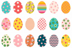 Colorful cute Easter eggs clipart set