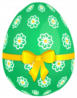 Green Easter Egg with Flowers and Yellow Bow PNG Picture | Gallery ...