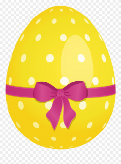Yellow Dotted Easter Egg With Pink Bow Png Clipartu200b - Easter Egg ...