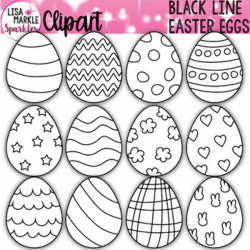 Easter Egg Clipart Black and White | TpT