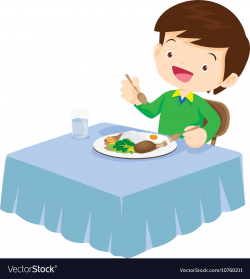 Cute Boy eating so happy and delicious Royalty Free Vector ...