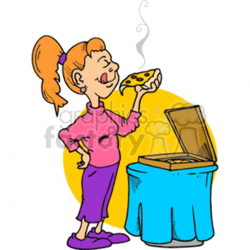 girl eating pizza clipart. Royalty-free clipart # 141613